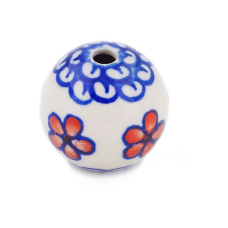 Polish Pottery 1 Bead Lancaster Rose
