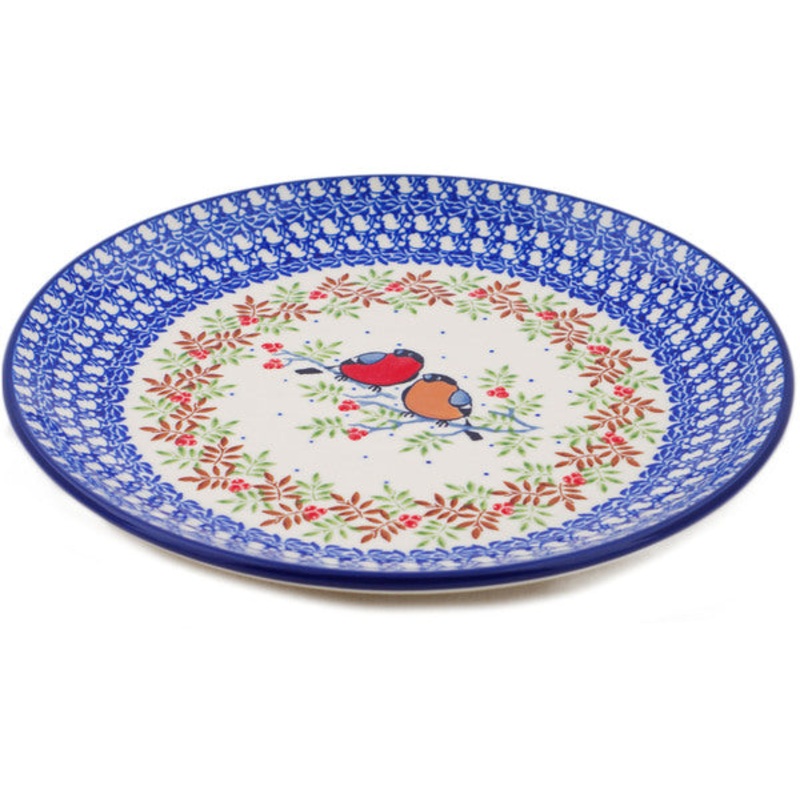 Polish Pottery 10 Plate Berries And Birds UNIKAT