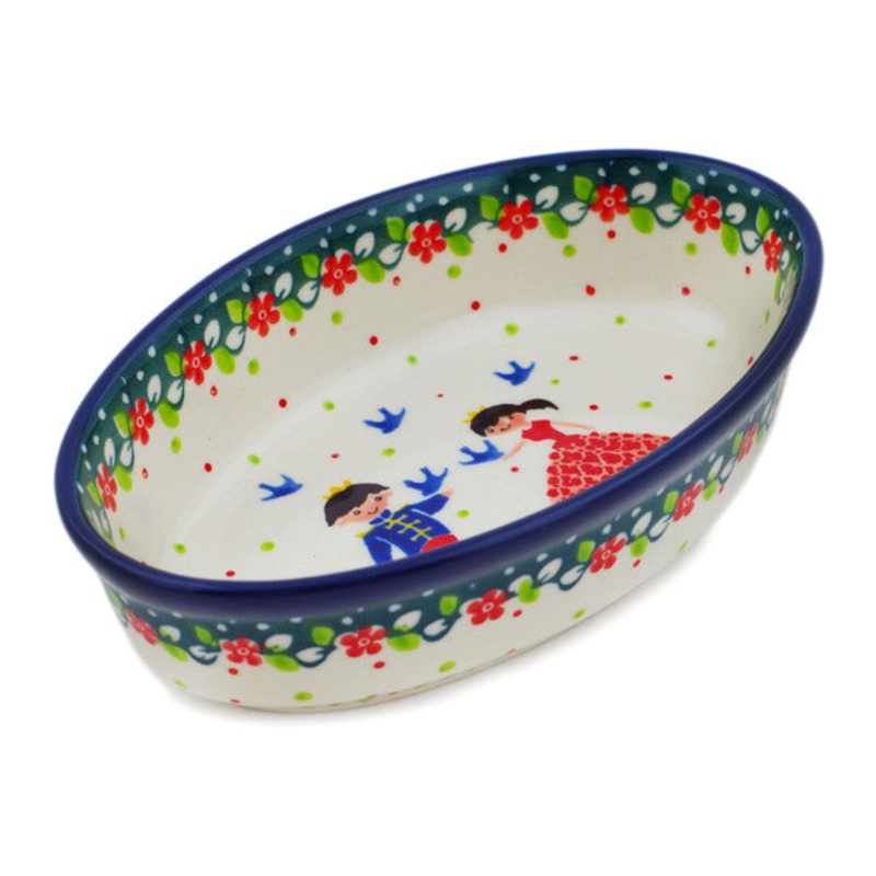 Polish Pottery 6 Condiment Dish Bird Prince And Princess UNIKAT