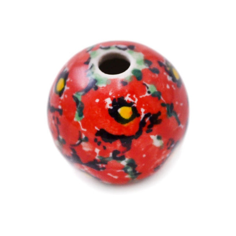 Polish Pottery 1 Bead Savvy Scarlet UNIKAT