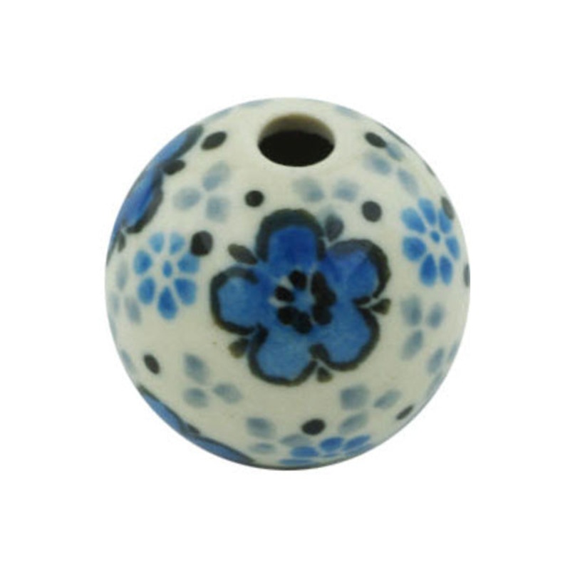 Polish Pottery 1 Bead Flowing Blues