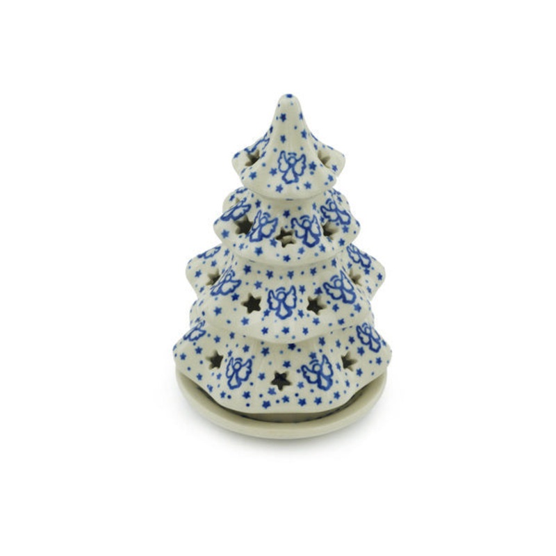 Polish Pottery 6 Christmas Tree Candle Holder Starlit Wings