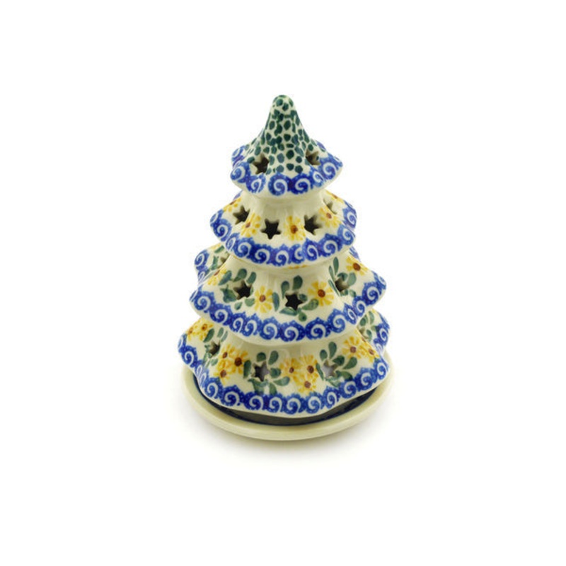 Polish Pottery 6 Christmas Tree Candle Holder Summer Day