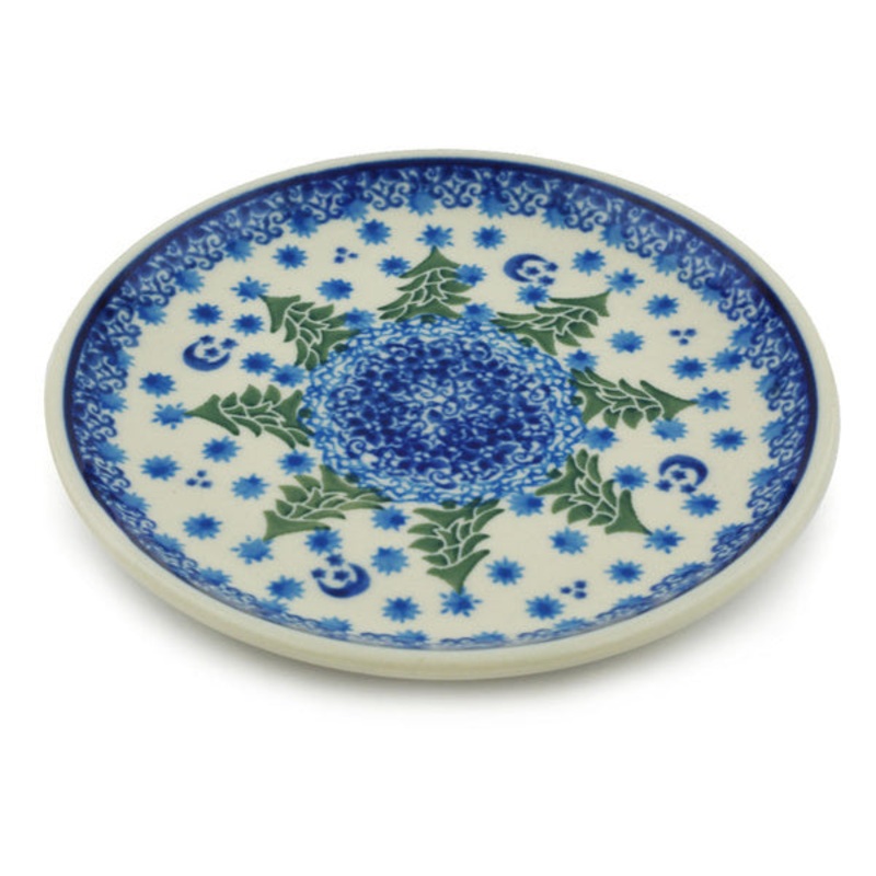Polish Pottery Toast Plate Snowy Forest