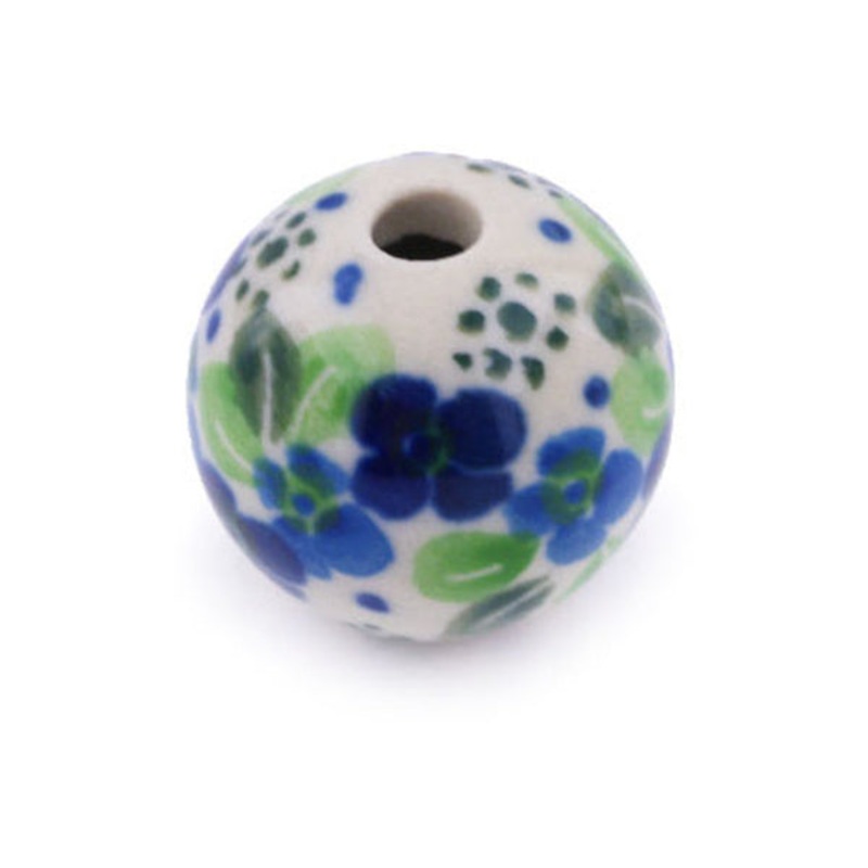 Polish Pottery 1 Bead Blue Phlox