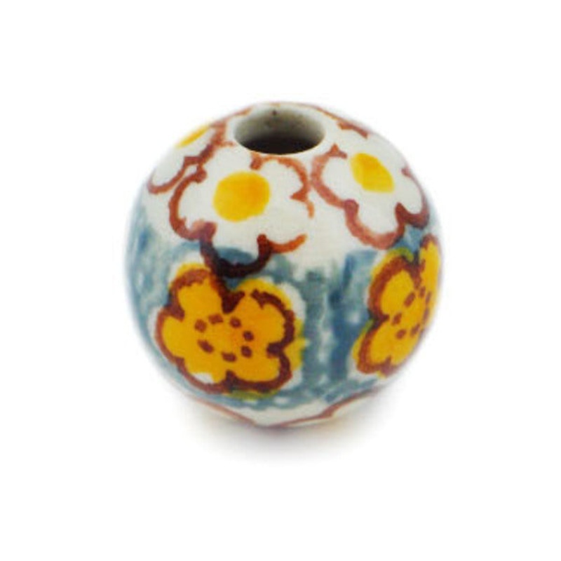 Polish Pottery -inch Bead Popcorn Daisies UNIKAT