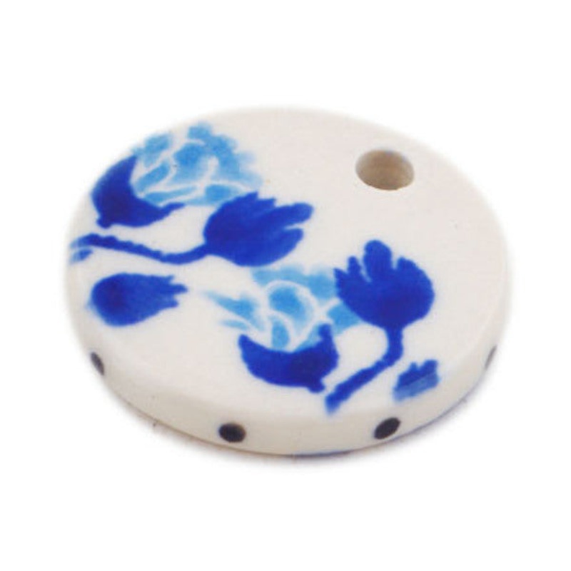 Polish Pottery 1 Pendant Blooming In Blue