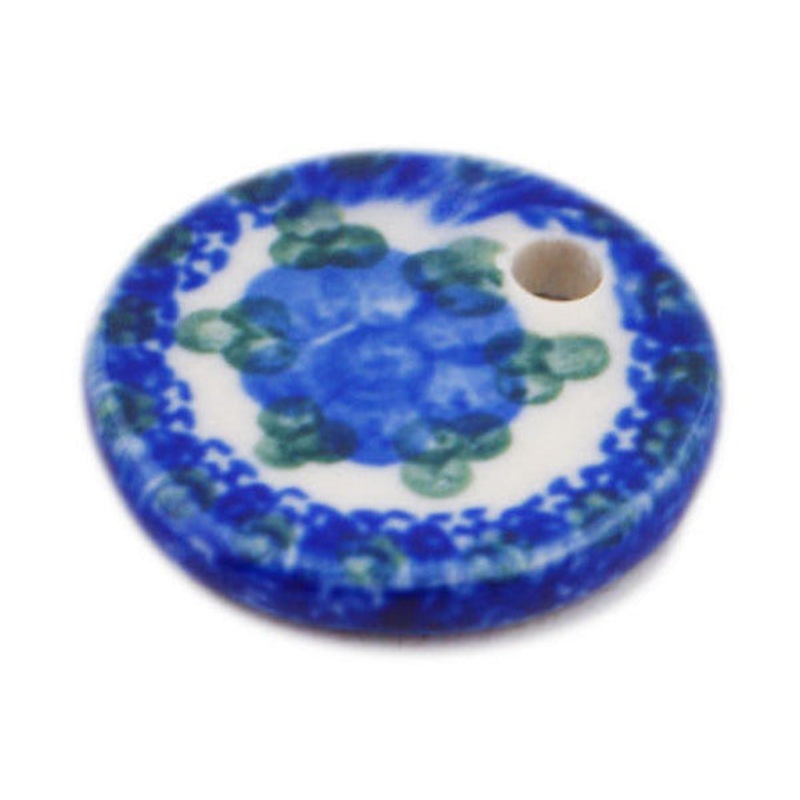 Polish Pottery 1 Pendant Blue Poppies
