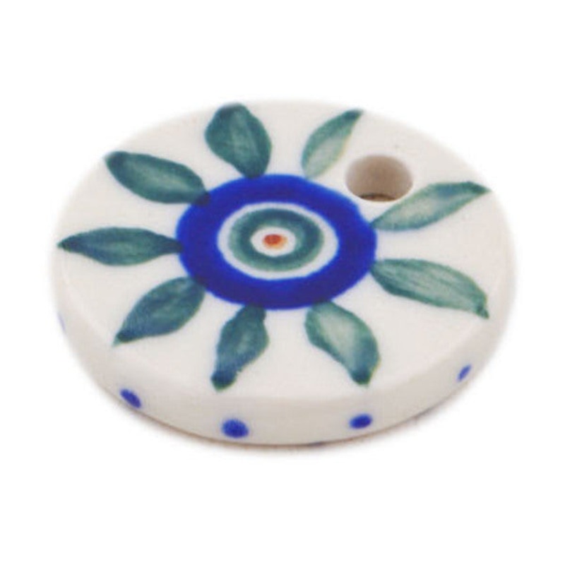 Polish Pottery 1 Pendant Peacock Leaves
