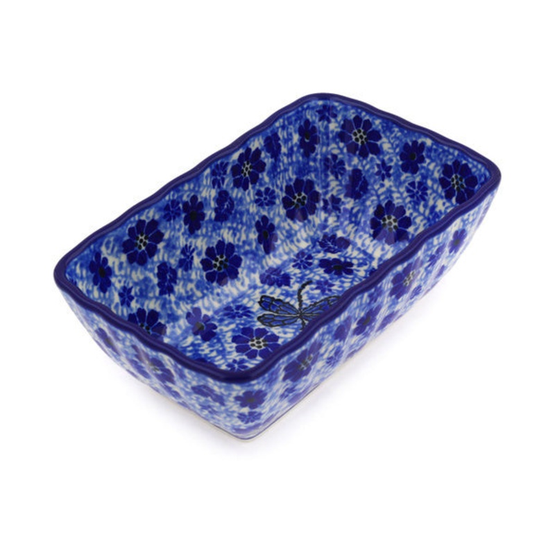 Polish Pottery Mini loaf pan Misty Dragonfly