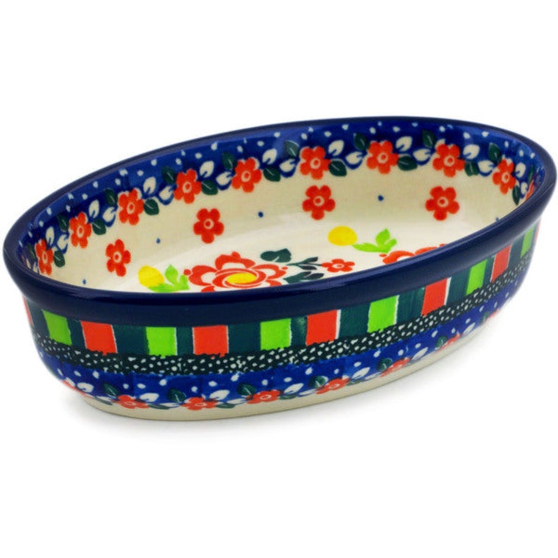 Polish Pottery 6 Condiment Dish Floral Puzzles UNIKAT