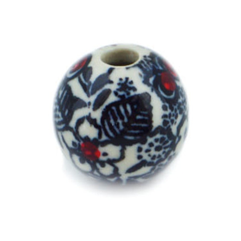 Polish Pottery -inch Bead Classic Black And White UNIKAT
