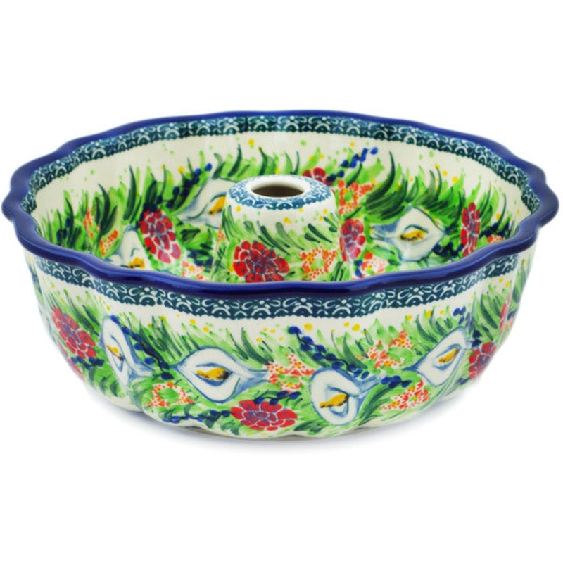 Polish Pottery 10 Cake Mould Canna Lily Elegance UNIKAT