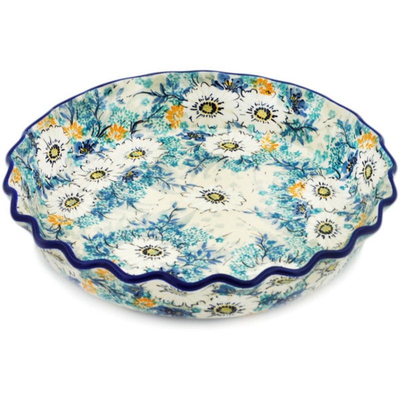 Polish Pottery 10 Fluted Pie Dish Elegance UNIKAT