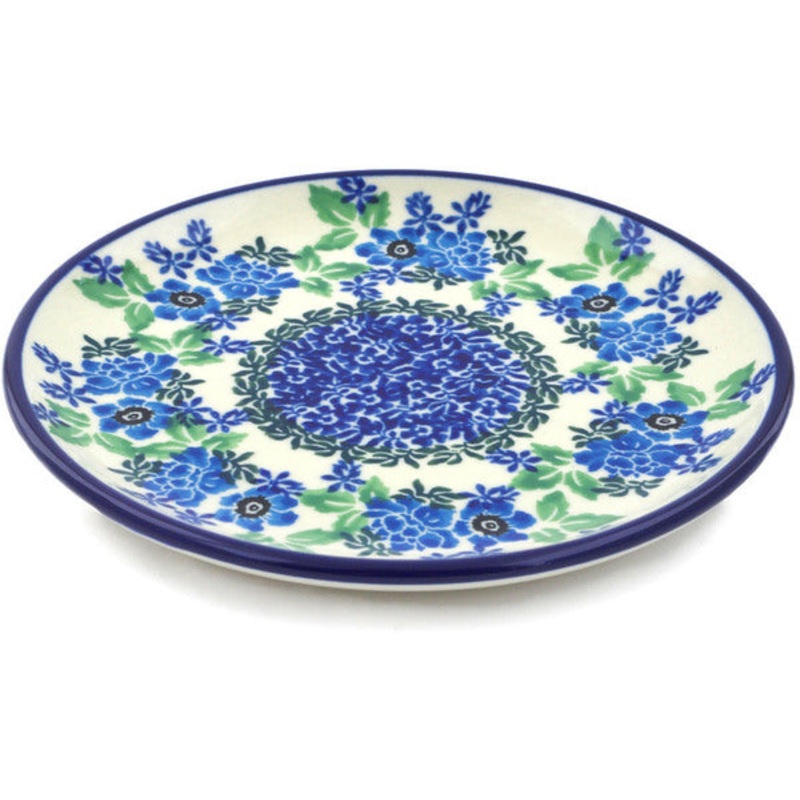 Polish Pottery Toast Plate Pretty In Blue