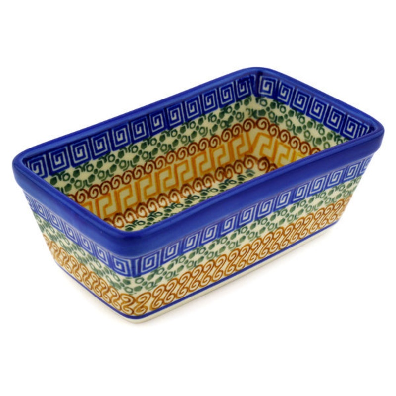 Polish Pottery Mini loaf pan Grecian Sea