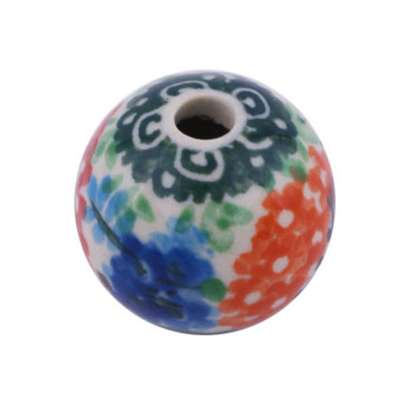 Polish Pottery 1 Bead Garden Delight UNIKAT
