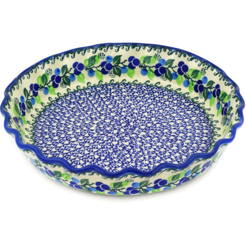 Polish Pottery 10 Fluted Pie Dish Limeberry