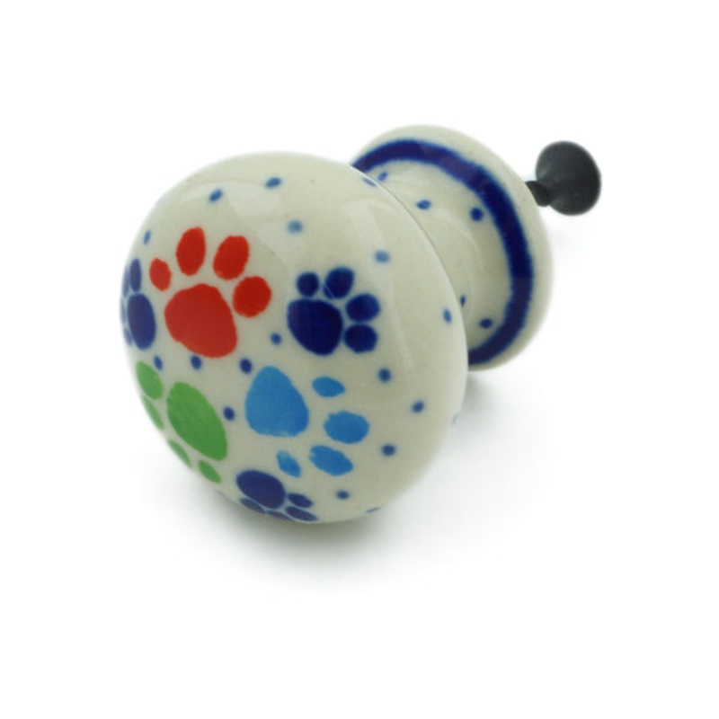 Polish Pottery Drawer knob 1-3/8 inch Painting Paws