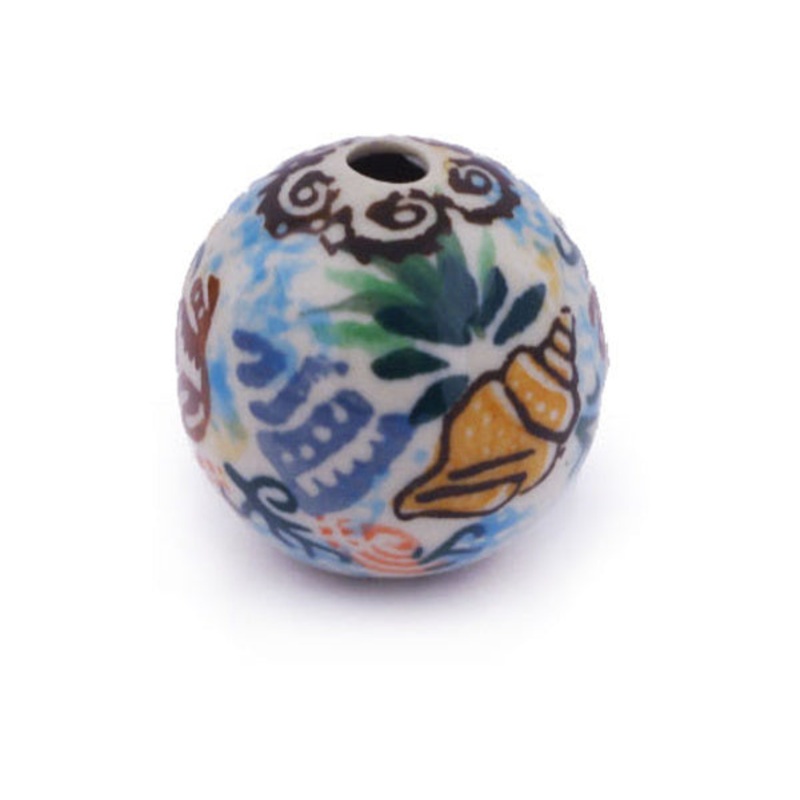 Polish Pottery 1 Bead Ocean Whisper UNIKAT