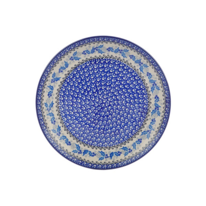 Polish Pottery 10 Plate Berry Blue Wreath