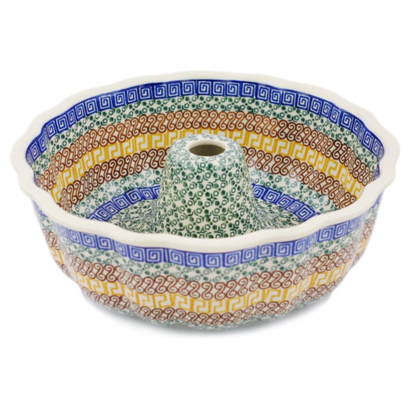 Polish Pottery 10 Cake Mould Grecian Sea