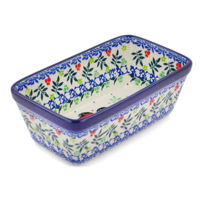 Polish Pottery Mini loaf pan Robin & Wren UNIKAT