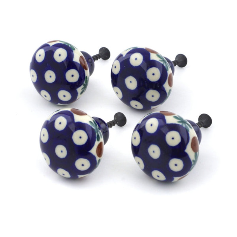 Polish Pottery Set of 4 Drawer Pull Knobs 1-1/2 inch Mosquito