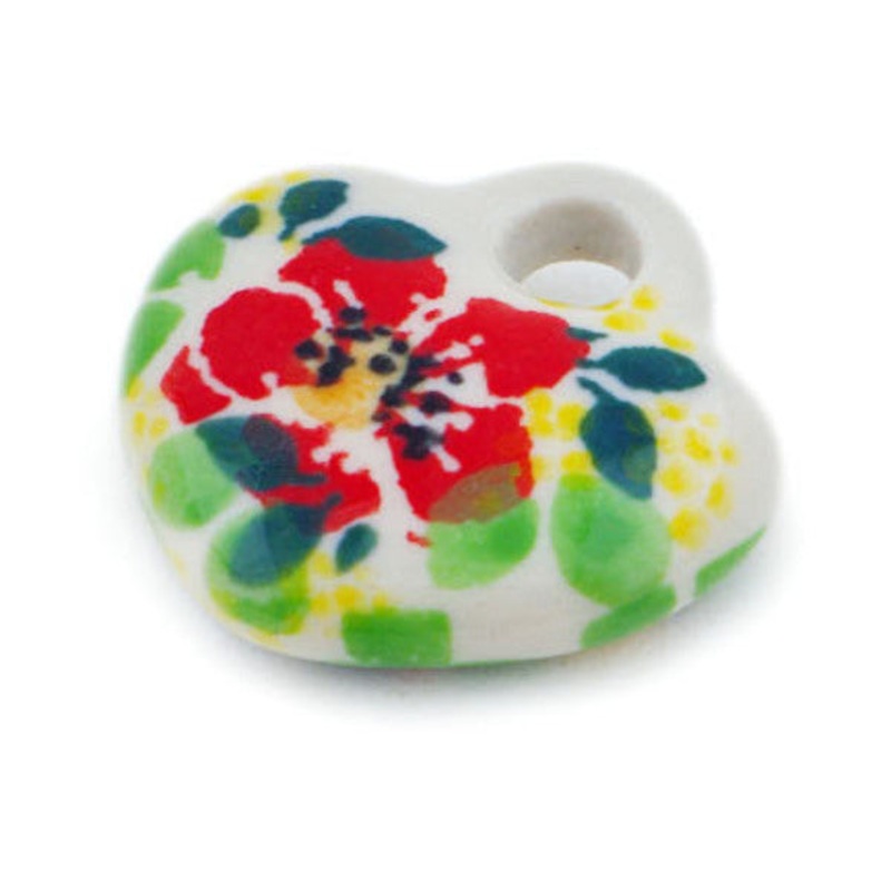 Polish Pottery 1 Heart Pendant Aloha