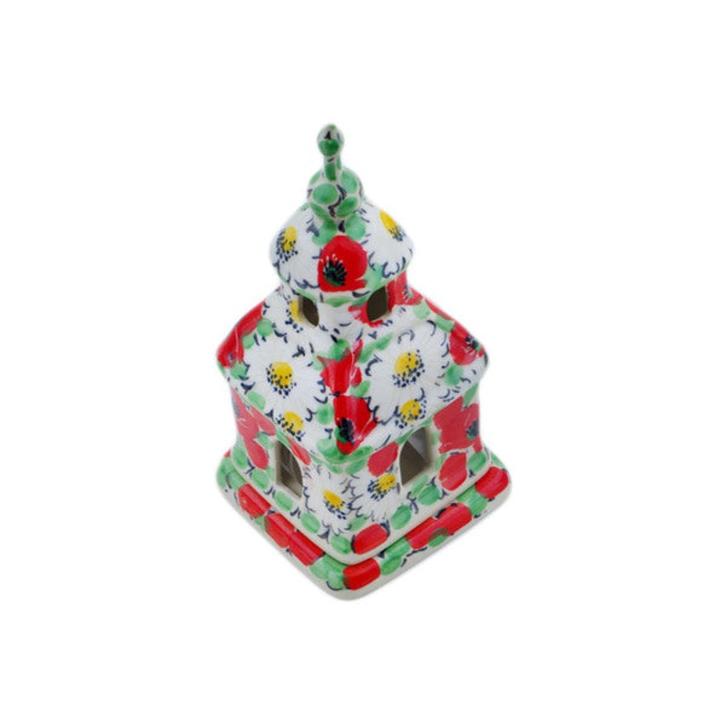 Polish Pottery 6 Chapel Candle Holder Spring Blossom Harmony UNIKAT