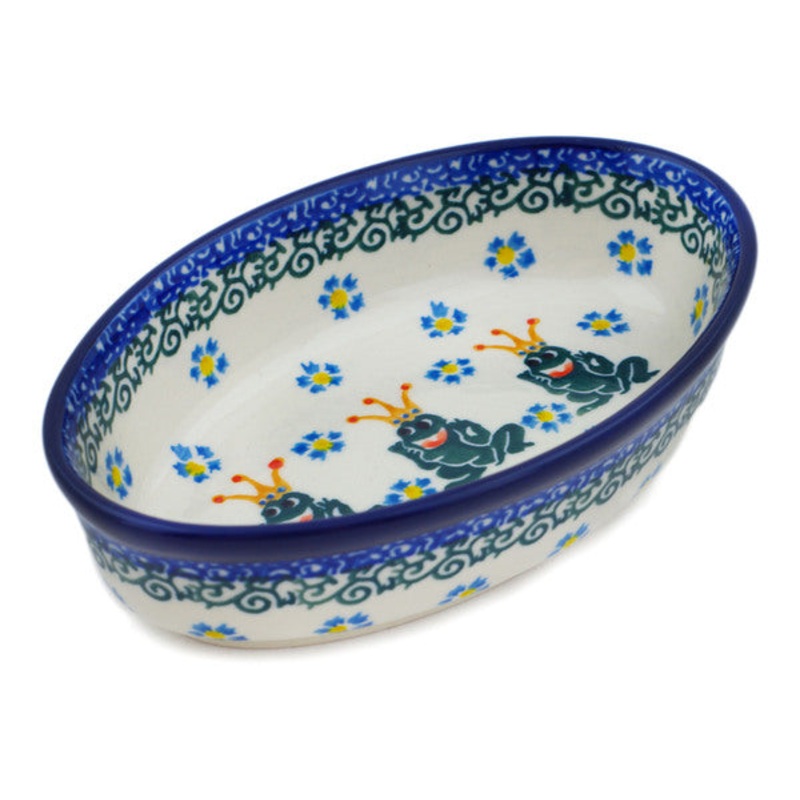 Polish Pottery 6 Condiment Dish Frog Prince