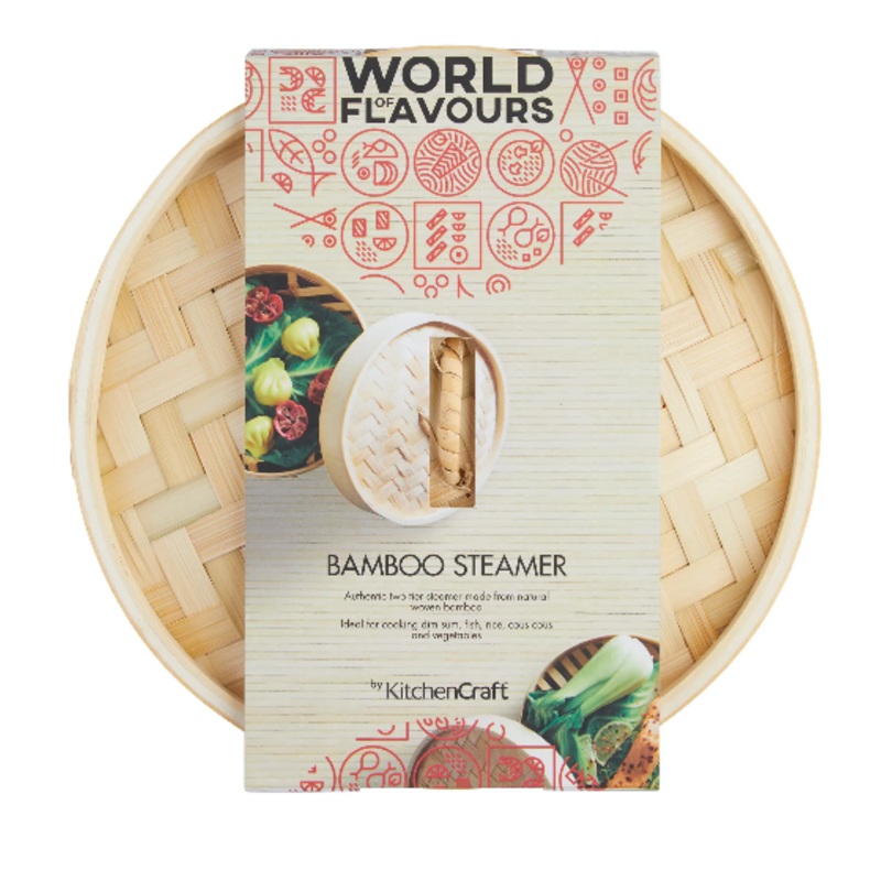 World of Flavours Two Tier Bamboo Steamer – 25cm