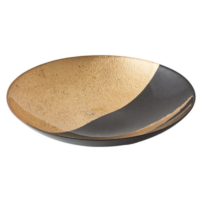 Anton Studio Decorative Glass Bowl – Black and Gold Fusion