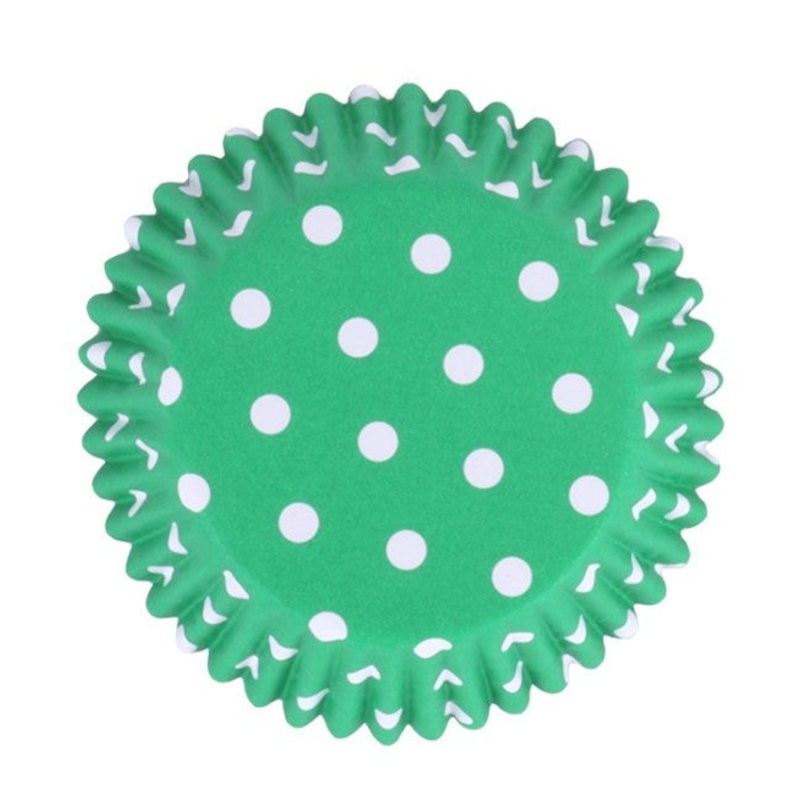 PME Cupcake Cases Foil Lined – Green Polka Dots