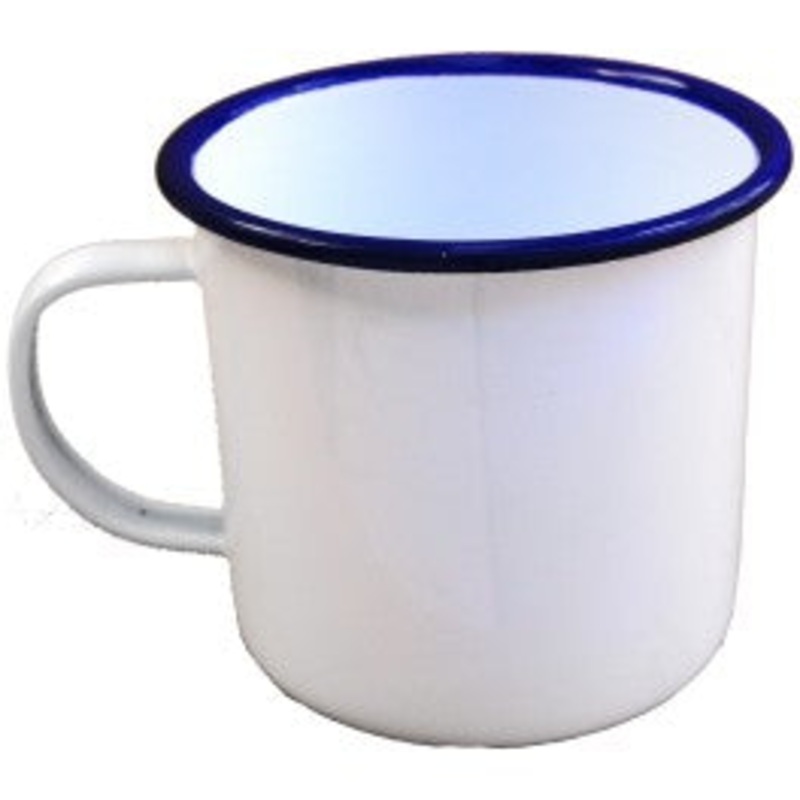 Enamel Mug – White with Blue Rim