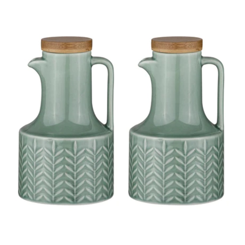 Ladelle Heath Ceramic Oil & Vinegar Set – Jade