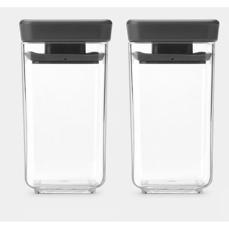 Brabantia Set of 2 Tasty+ 0.15ltr Stackable Canisters – Dark Grey