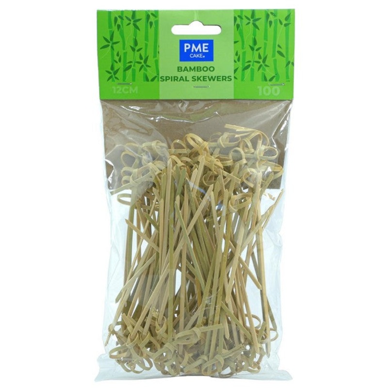 PME Bamboo Spiral Skewers – 12cm,  Pack of 100