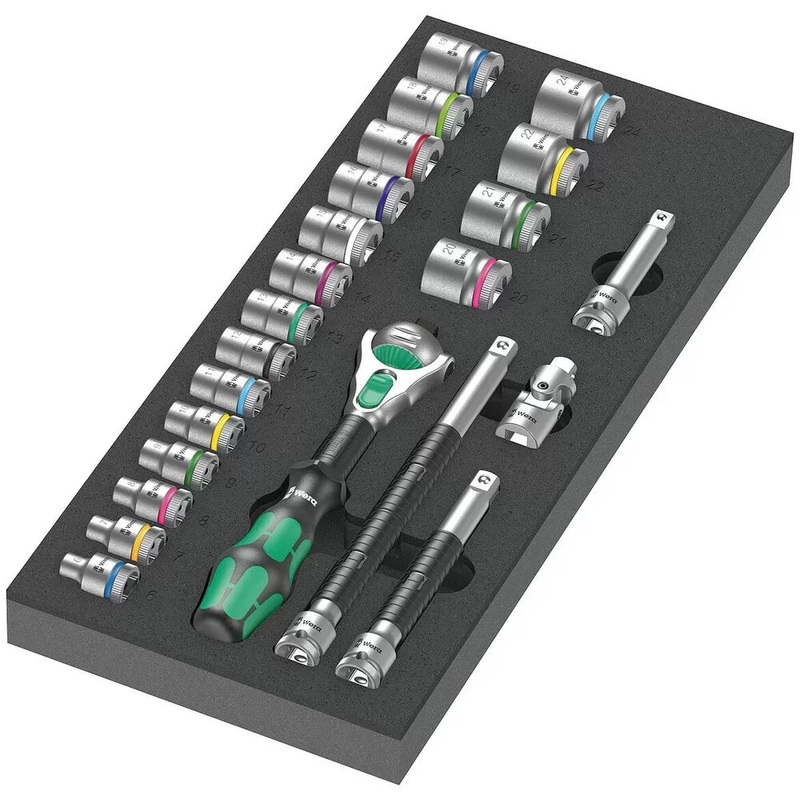 WERA 05150111001 9721 Foam insert 8000 B Zyklop 3/8 ratchet set 1, 23 pieces