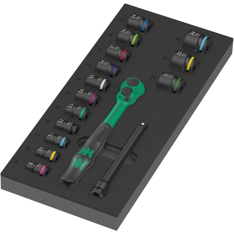 WERA 05150114001 9724 Foam insert 8010 B Zyklop Comfort ratchet set 1, 3/8, 16 pieces