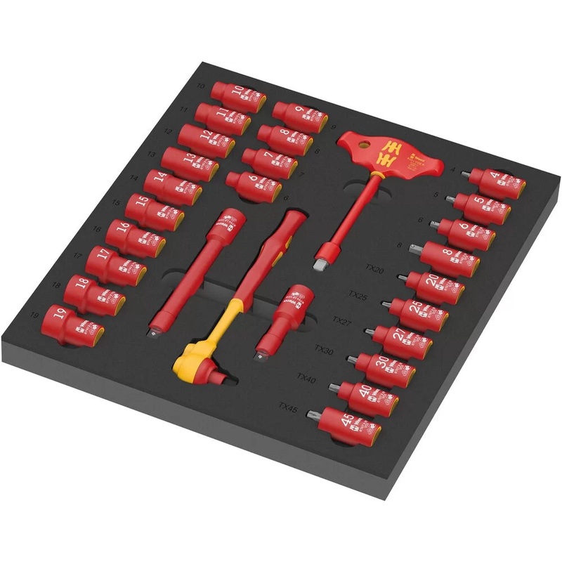 WERA 9726 Foam insert 8007 B VDE Zyklop VDE ratchet set 1, 3/8, 28 pieces