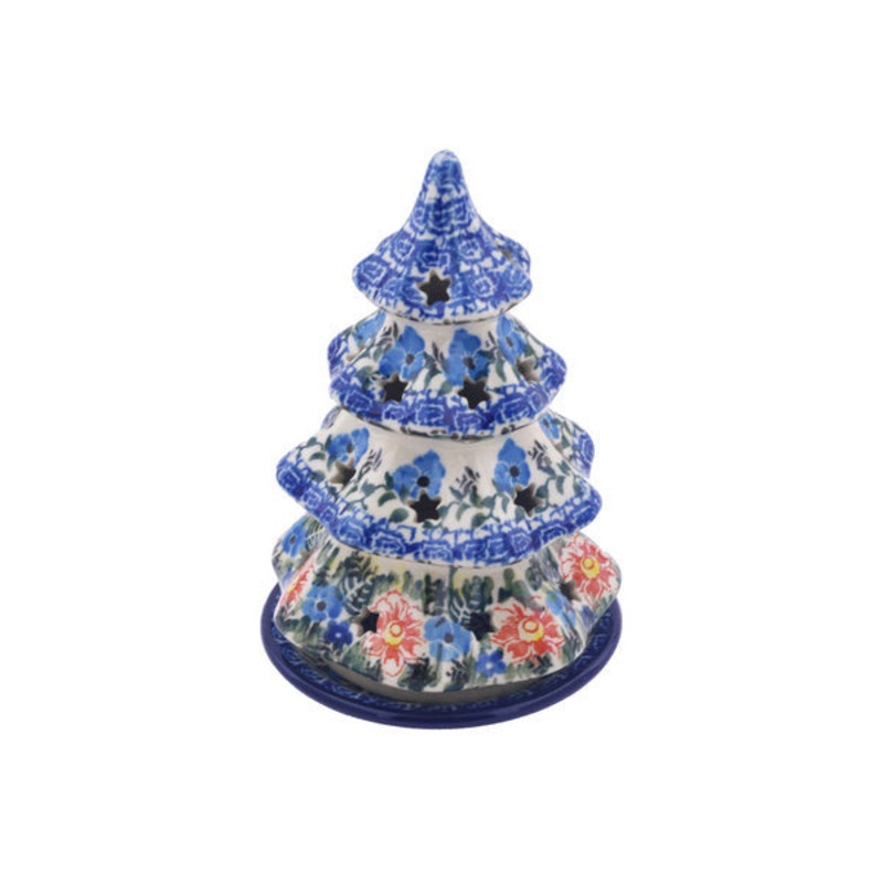 Polish Pottery 6 Christmas Tree Candle Holder Touch Of Beauty UNIKAT