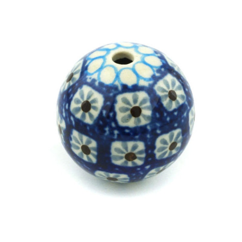 Polish Pottery 1 Bead Blue Ice