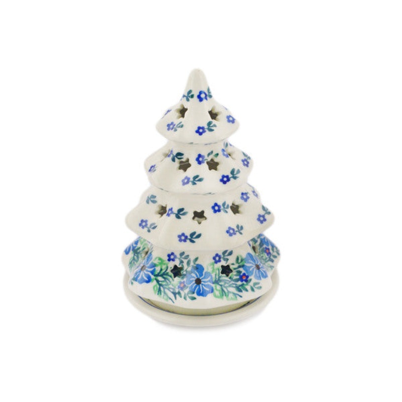 Polish Pottery 6 Christmas Tree Candle Holder Viola Bouquet