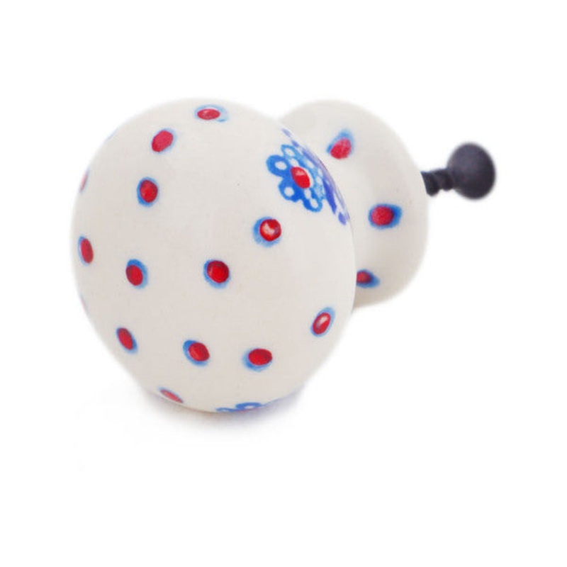 Polish Pottery Drawer knob 1-3/8 inch Splash Of Blue