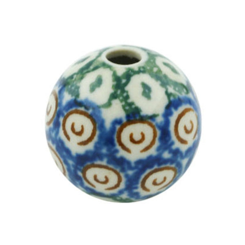 Polish Pottery 1 Bead Green Apple