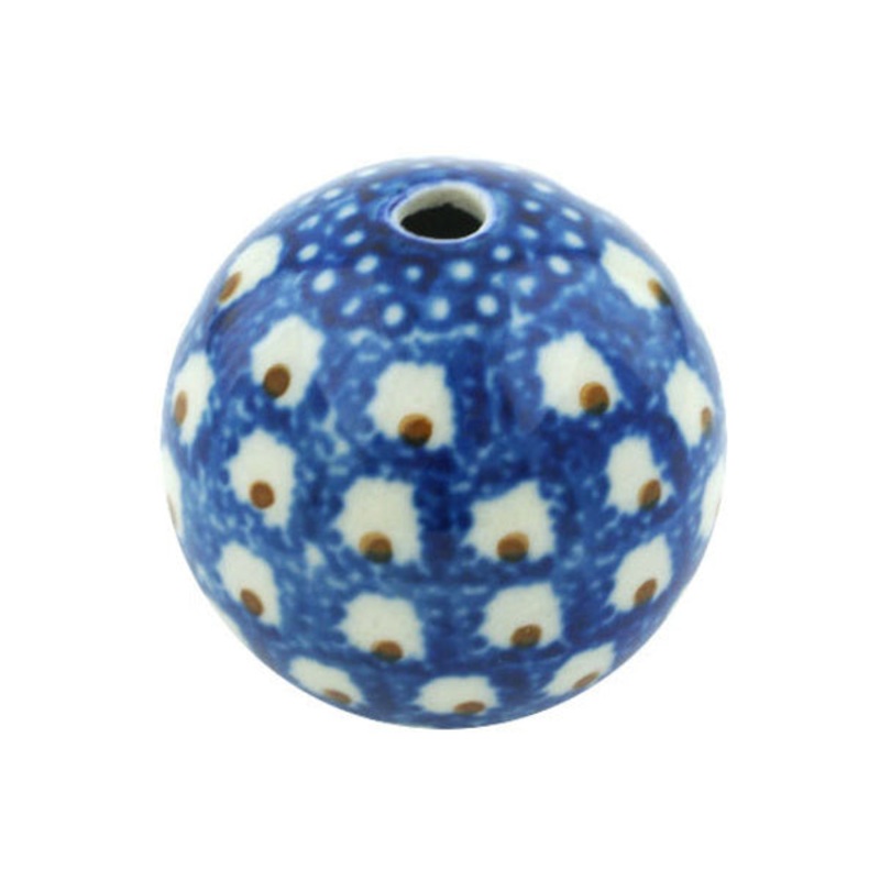 Polish Pottery 1 Bead Brown Eyed Peacock