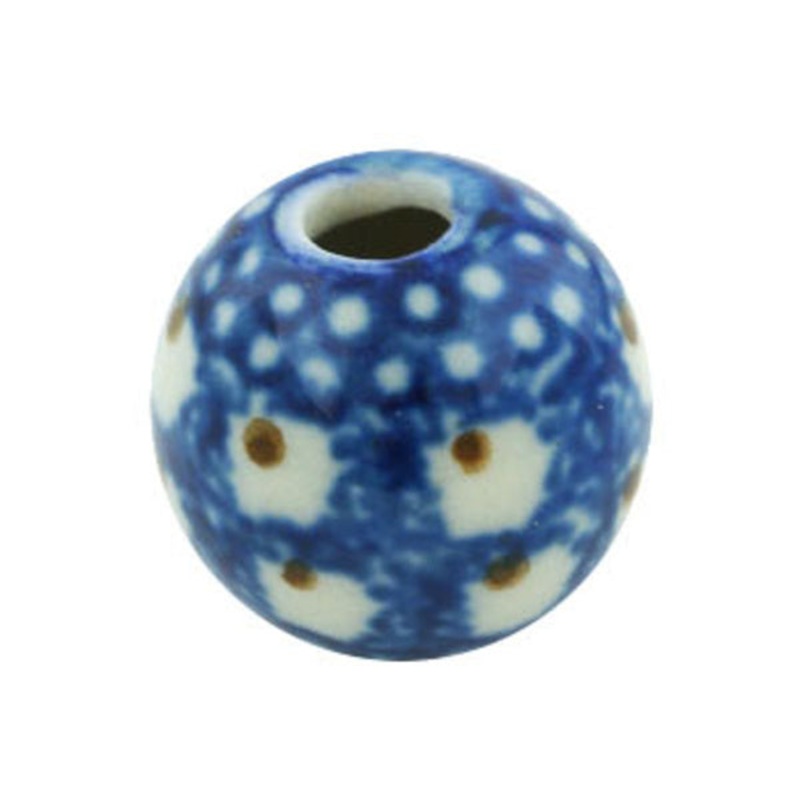 Polish Pottery -inch Bead Brown Eyed Peacock